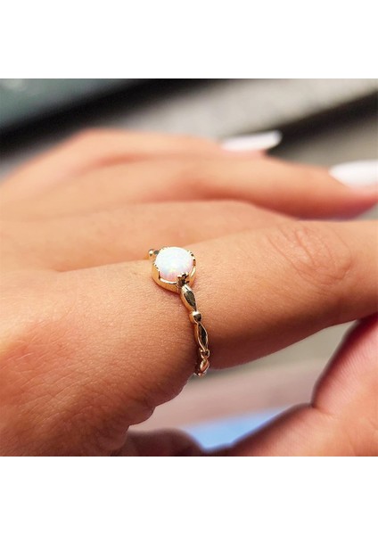 Opal Taşlı Modern 14 Ayar Altın Tek Taş Evlilik Teklifi Yüzüğü