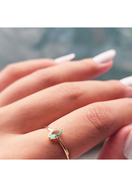 Tektaş Altın Yüzük - 14 Ayar Altın 0.40 Karat Oval Topaz Taşlı Mininal Tek Taş Kadın Yüzük fiyatları