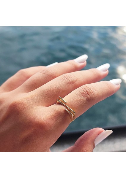 Taşsız Altın Yüzük - 14 Ayar Altın Z Tasarım Minimal Yüzük - Hediyelik, Minimal Altın Yüzük