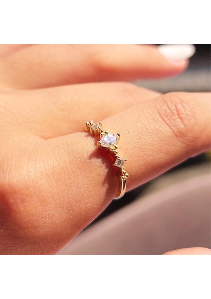 Altın Yüzük - 14 Ayar Altın Fantezi Mekik Zirkon Taşlı Minimal Altın Yüzük - Eşe, Sevgiliye Yüzük fırsatları