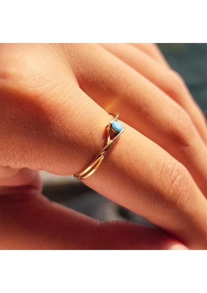 Tektaş Altın Yüzük - 14 Ayar Altın Turkuaz Taşlı Minimal Tek Taş Evlilik Teklifi Yüzüğü modelleri