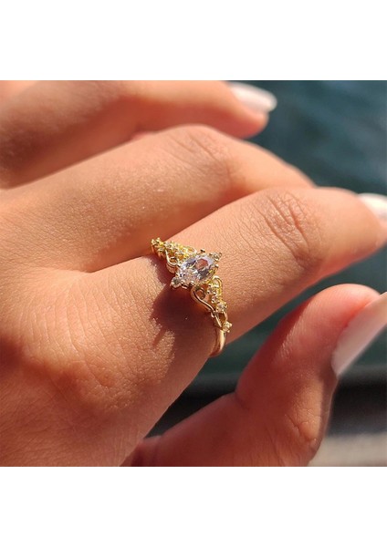 Altın Yüzük - 0.50 Karat Zirkon Taşlı Evlilik Teklifi 14 Ayar Altın Yüzük