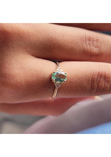 Tria Altın Yüzük - 14 Ayar Altın 1.05 Karat Tria Oval Topaz Taşlı Evlilik Teklifi Yüzüğü fiyatları