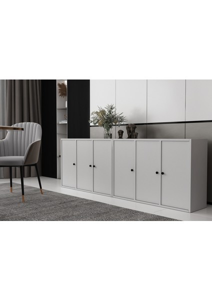 Altı Kapaklı Raflı Beyaz Konsol Çıtasız KNS-1188-Ç fiyatları