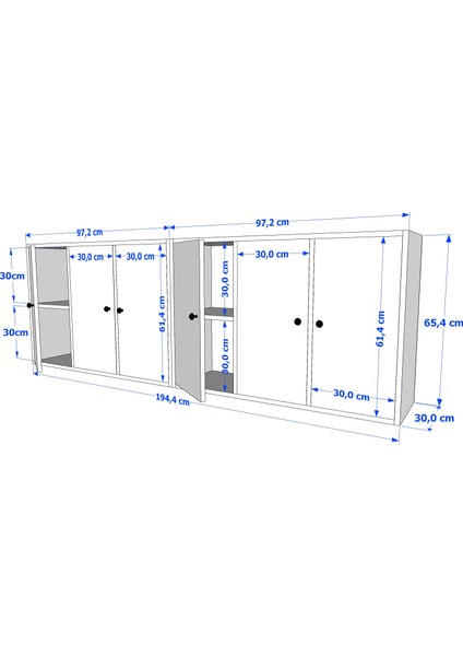 Altı Kapaklı Raflı Beyaz Konsol Çıtasız KNS-1188-Ç fırsatları