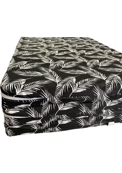 Katlanır Sünger Yatak 70 x 180 x 6 cm Siyah Tüy Minder Yatak Fermuarlı