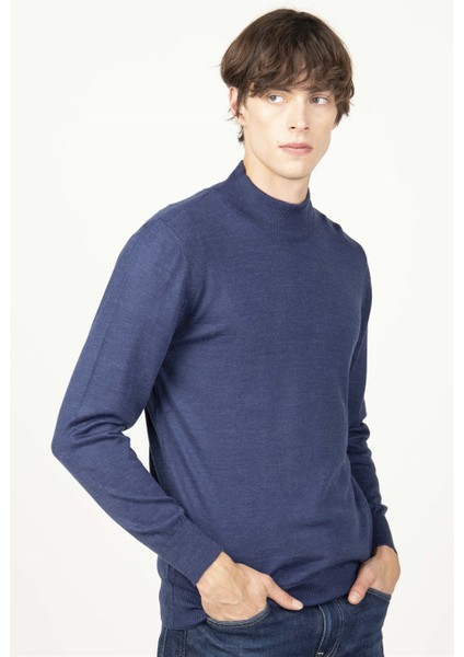 Slim Fit Dar Kesim Yarım Balıkçı Yaka Düz Erkek Kazak modelleri