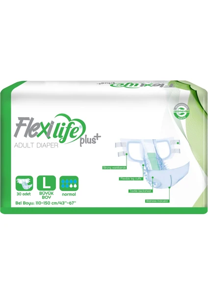 Flexi Life Plus + Textil Yüzeyli Hasta Bezi 30 Adet Large