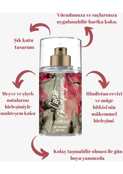 Body Mist Vücut Spreyi - Nemlendirici Parfüm 100 Ml. Coco Champagne