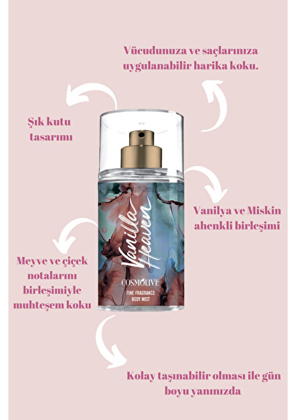 Body Mist Vücut Spreyi - Nemlendirici Parfüm 100 Ml. Vanilla Heaven