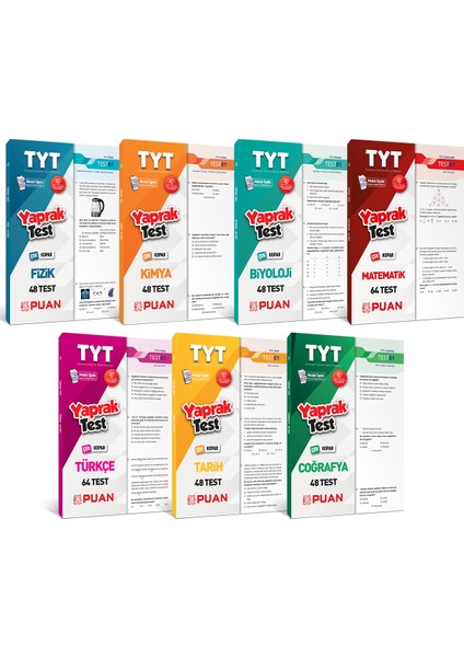 TYT Tüm Dersler Yaprak Test Seti Tam 7 Kitap