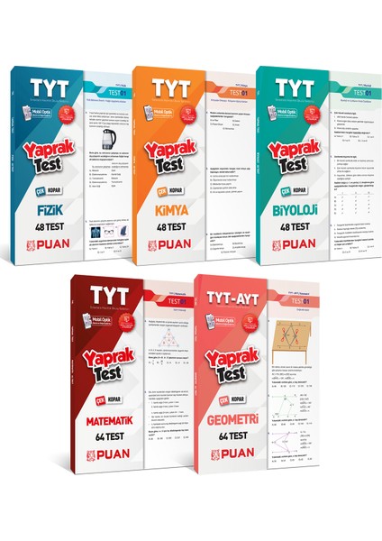 TYT Fizik Kimya Biyoloji Matematik Geometri Yaprak Test Sayısal Seti