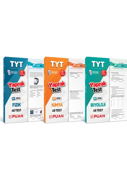 Puan Yayınları TYT Fizik Kimya Biyoloji Yaprak Test Fen Bilimleri Seti