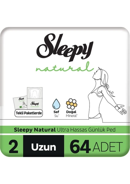 Natural Ultra Hassas Günlük Ped Uzun 64 Adet Ped