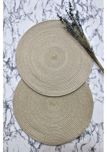 2'li 35 cm Hasır Jüt Örgü Supla Sunum Amerikan Servis Düz Renk