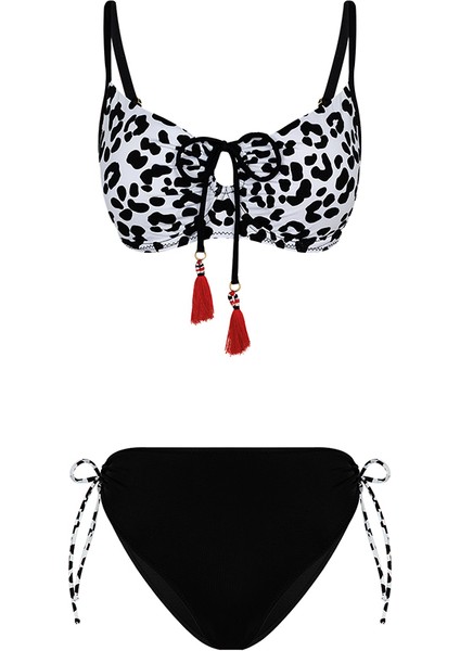 Leopar Desenli Balenli Bikini Takımı