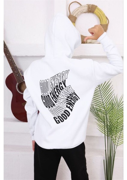 1373 Unisex Çocuk Good Energy Kapüşonlu Içi Şardonlu Sweat