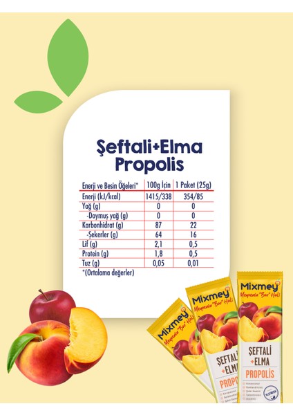 Bee Elma Şeftali Propolis 25 gr (24 Lü)