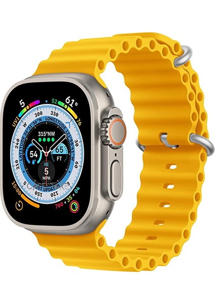 Apple Watch Ultra Uyumlu 49MM Kordon Silikon Naylon Kayış Baklalı Bileklik Loop Hasır Ayarlanabilir Kancalı Tokalı Orange Albine Loop Titanium Fit Case