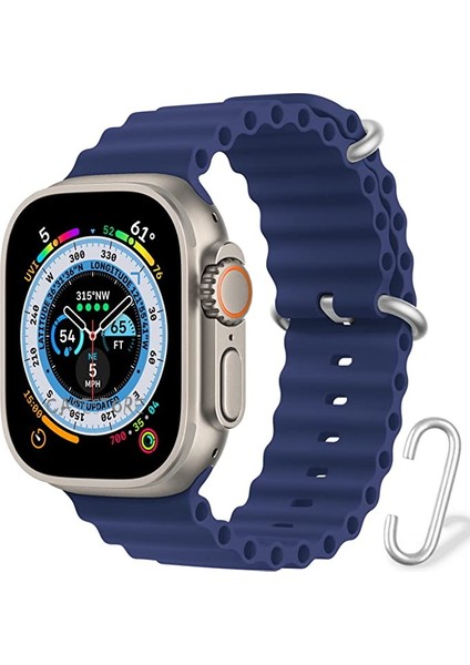Apple Watch Ultra Uyumlu 49MM Kordon Silikon Naylon Kayış Baklalı Bileklik Loop Hasır Ayarlanabilir Kancalı Tokalı Orange Albine Loop Titanium Fit Case
