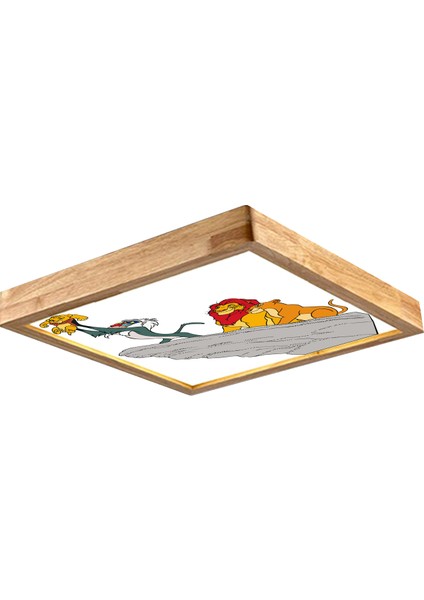 Ahşap Çerçeve Çocuk Odası LED Aydınlatma (60X60CM)