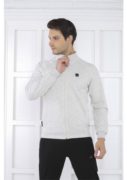 Escetic Erkek Spor Slimfit, Dik Yaka, 4 Cepli, 4 Mevsim Kar Melanj Eşofman Takımı - 6767