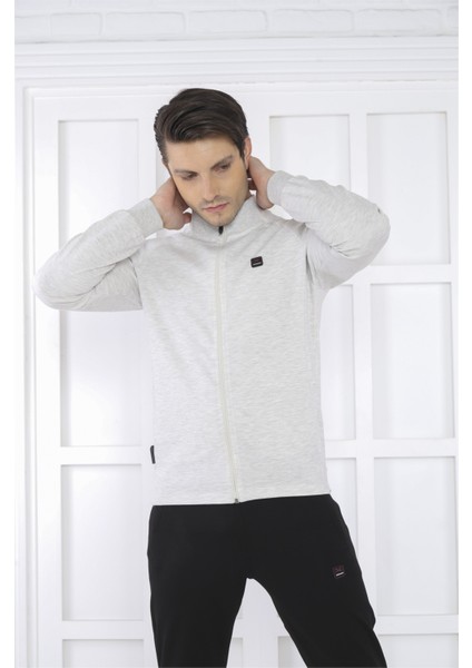 Escetic Erkek Spor Slimfit, Dik Yaka, 4 Cepli, 4 Mevsim Kar Melanj Eşofman Takımı - 6767