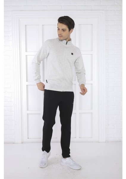 Escetic Erkek Spor Slimfit, Dik Yaka, 4 Cepli, 4 Mevsim Kar Melanj Eşofman Takımı - 6767