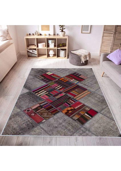 Dijital Baskı Yıkanabilir Kaymaz Taban Salon Halısı RVG0439
