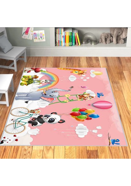 Dijital Baskı Yıkanabilir Kaymaz Taban Çocuk Halısı RVG4054