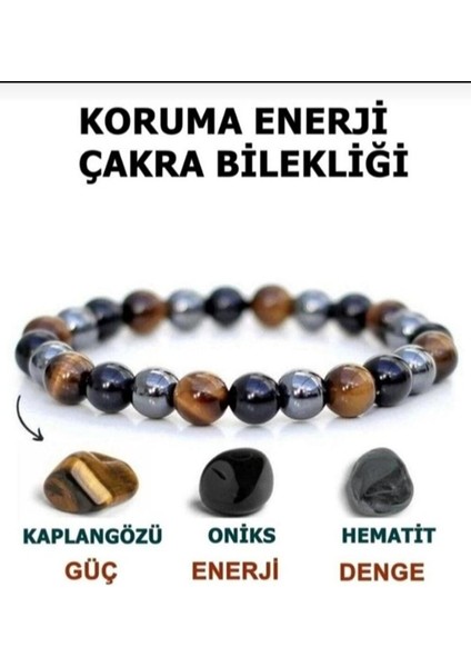 Bade Accessories Kaplangözü, Oniks, Hematit Doğaltaş Bileklik