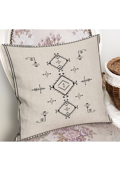 Bej Zeminde Bohem Motifli Kilim Desenli Dijital Baskılı Yastık Kırlent Kılıfı fiyatları