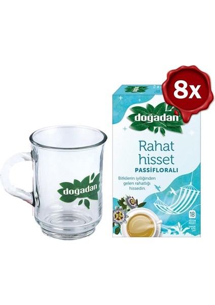 Rahat Hisset Passifloralı 18'li x 8 ve Doğadan Cam Bardak