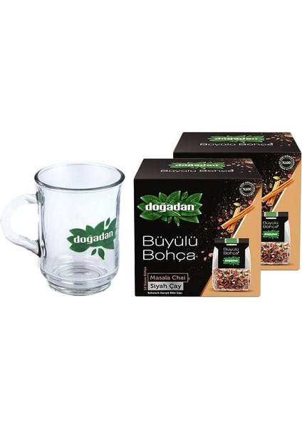 Büyülü Bohça Masala Chai 10'lu 22 gr x 2 ve Doğadan Cam Bardak