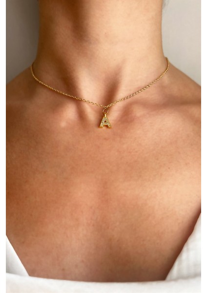A Harfli Gold Zincir Kolye