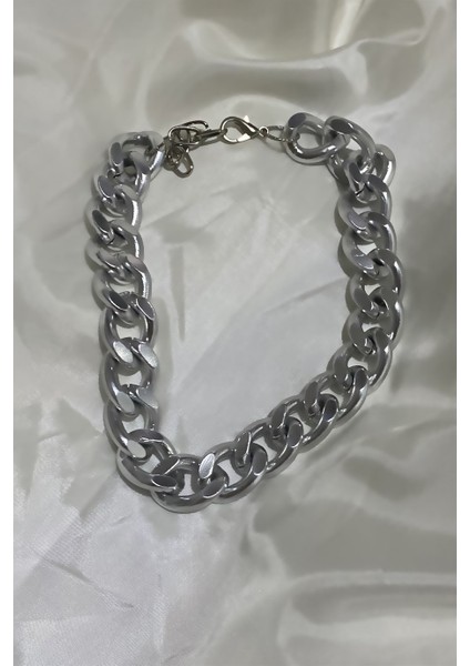 Kalın Gümüş Renk Zincir Kolye fırsatları