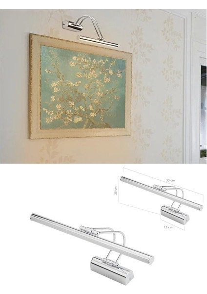 Banyo Aplik Duvar Ayna Resim Tablo Duvar Dekoratif Krom Aplik Aydınlatma Beyaz Işık 35 cm fiyatları