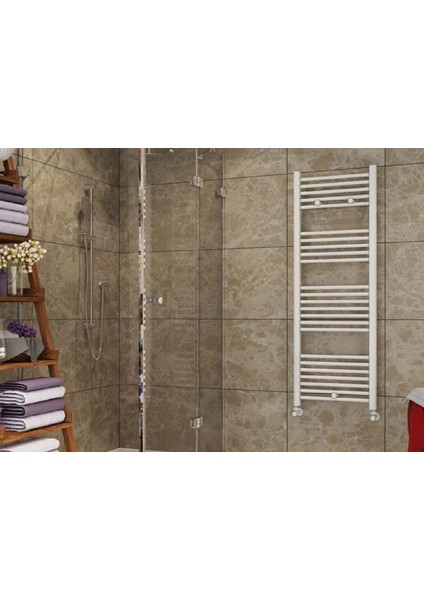 Toprak Havlupan 50/90CM 13 Borulu Beyaz Renk Havlupan Radyatör Banyo Isıtıcı 5 Yıl Garantili