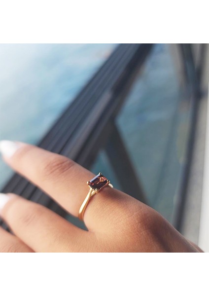 Baget Altın Tektaş Yüzük - 14 Ayar Altın 1.10 Karat Baget Smoky Taşlı Evlilik Teklifi Yüzüğü