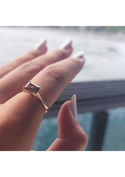 Baget Altın Tektaş Yüzük - 14 Ayar Altın 1.10 Karat Baget Smoky Taşlı Evlilik Teklifi Yüzüğü fiyatları