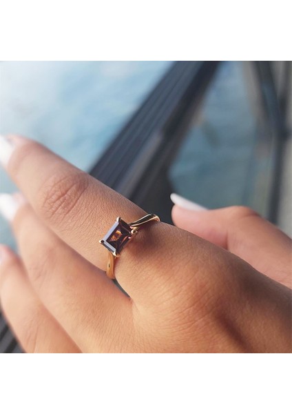 Baget Altın Tektaş Yüzük - 14 Ayar Altın 1.10 Karat Baget Smoky Taşlı Evlilik Teklifi Yüzüğü fırsatları