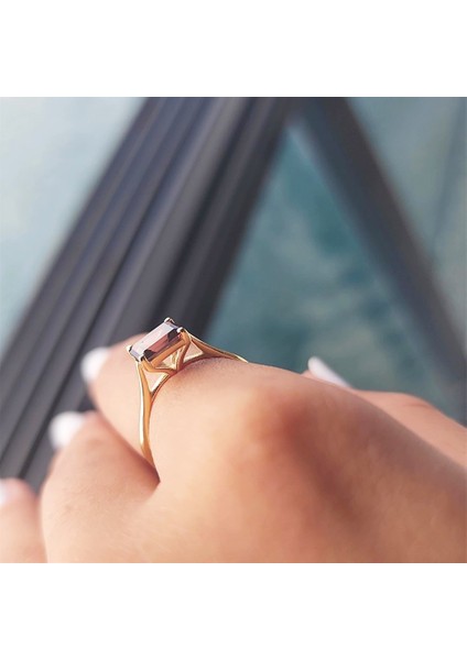 Baget Altın Tektaş Yüzük - 14 Ayar Altın 1.10 Karat Baget Smoky Taşlı Evlilik Teklifi Yüzüğü indirimleri