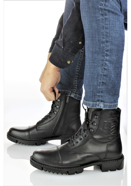 Erkek Hakiki Deri Arma Detaylı Uzun Postal Bot MR14032