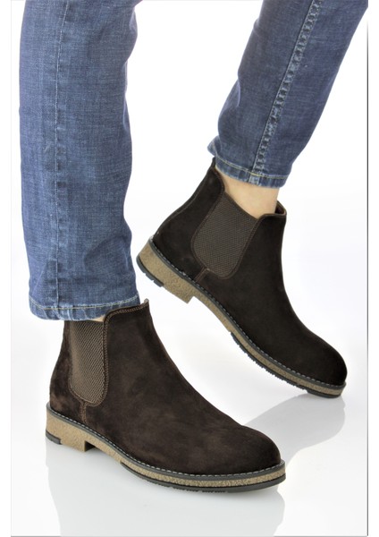 Erkek Deri Lastik Detaylı Süet Chelse Bot ER22/B661