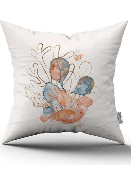 Çift Taraflı Mavi Turuncu Marin Desenli Dijital Baskılı Kırlent Kılıfı CGH1155