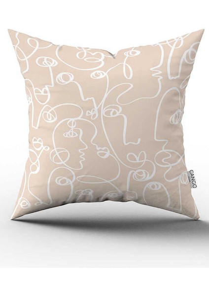 Krem Beyaz Bohem Iskandinav Geometrik Desenli Dijital Baskılı Kırlent Kılıfı CGH1209