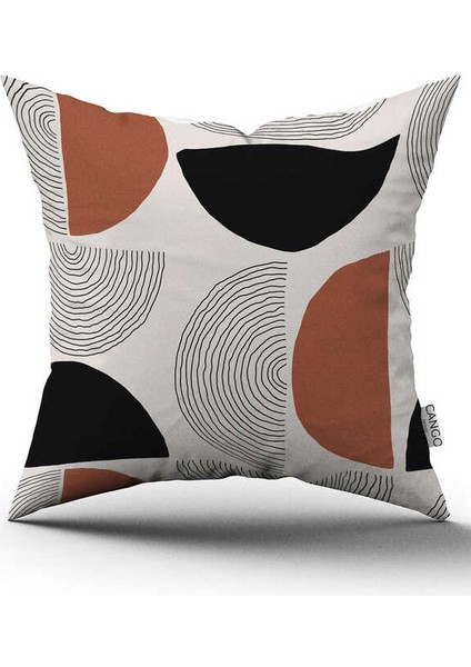 Çift Taraflı Kahverengi Siyah Bohem Iskandinav Dijital Baskılı Kırlent Kılıfı CGH1232