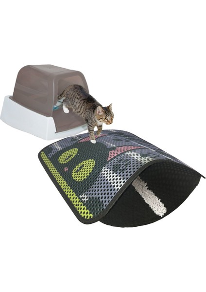 Elekli Kedi Tuvalet Önü Paspası 60 x 40 cm Desenli
