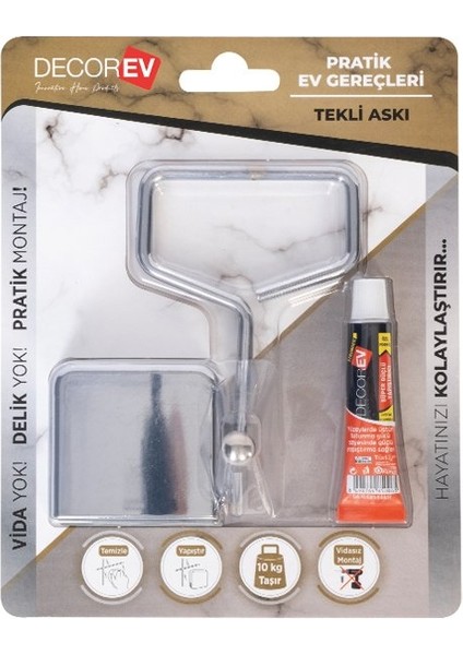 Ozaslan Süper Yapışkanlı Şık Vidasız Tekli Askı Havluluk