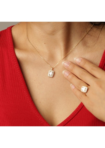 Gold Altın Baget Taşlı 3'lü Set